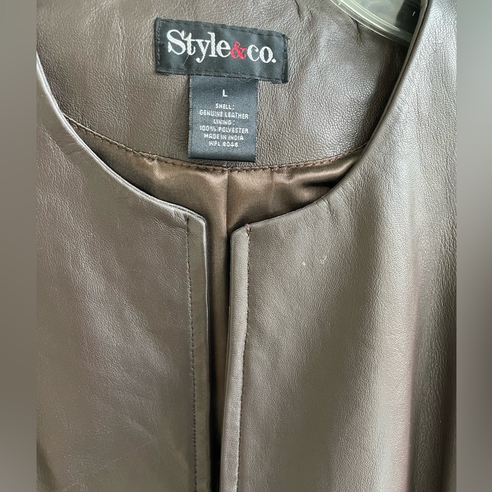 Style & Co Leather Jacket - Picture 3 of 8